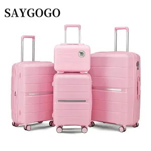 [SAYGOGO] Luggage 4 Piece Sets, Expandable Carry On Luggage Set Hardshell PP, Suitcase Set with Double Spinner Wheels, Checked Durable Lightweight with TSA Lock, 14in 20in 24in 28in - 3 year warranty