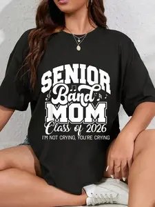 Men's 100% Cotton Vintage Graphic T-Shirt - Unisex Senior Band Mom 2026, Class of 2026 Cheer Top for Everyday Wear