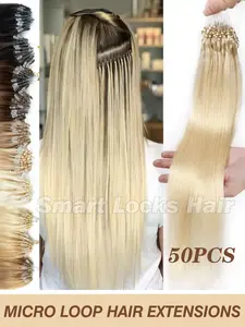 Micro Loop Hair Extensions Unisex All Hair Types 12-20 Inches Natural Human Hair Straight Invisible Beads，For All Women, Beginner Friendly, Suitable For Women, Girls And Brides, Daily Wear, Holiday Essential, Learning Supplies, Bridal Holiday Gift