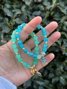 Glass beads bracelets - handmade - turquoise - blue