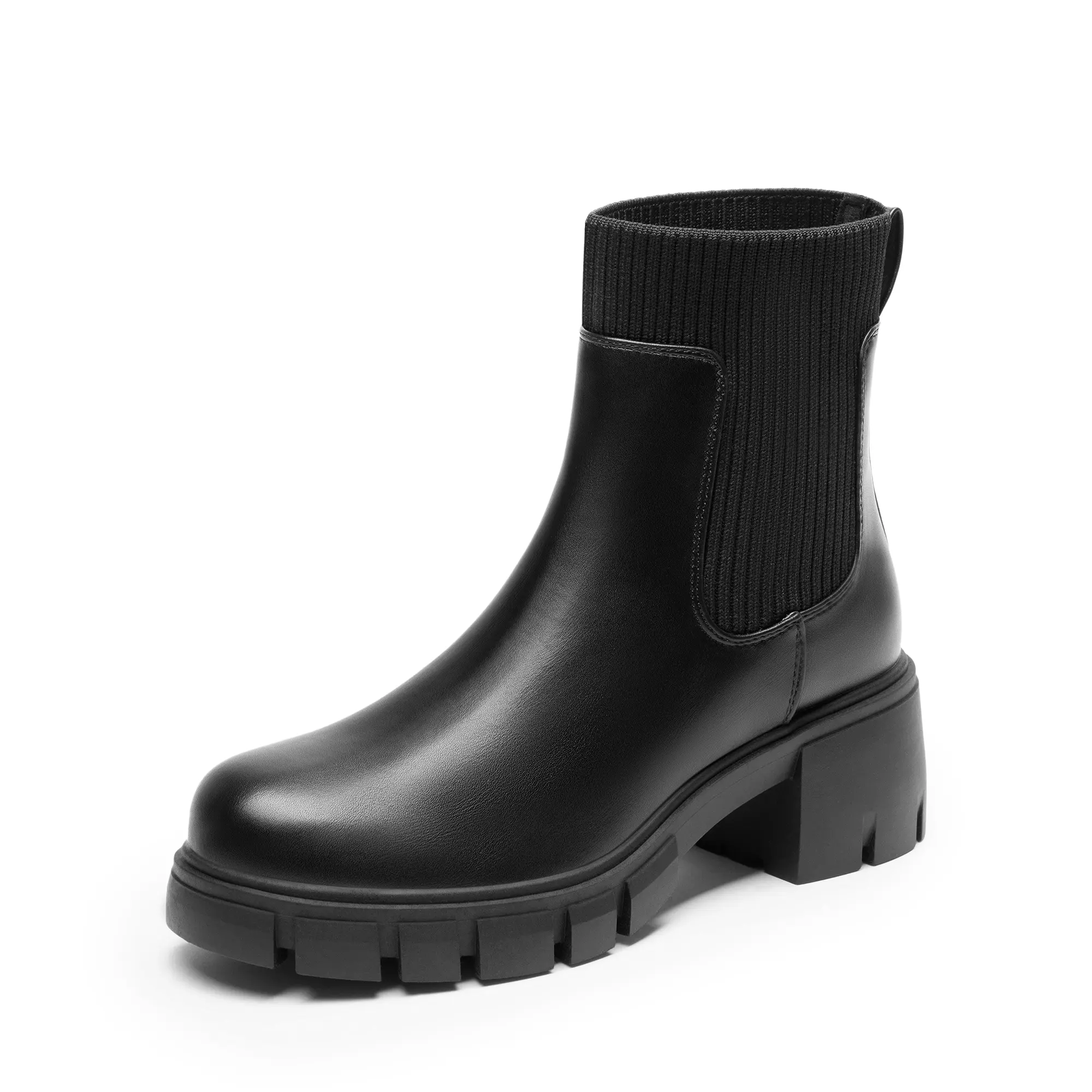 Dream Pairs Women's Stylish Chunky Ankle Length Chelsea Boots - Slip On Footwear with Removable Rhinestone Strap, Elastic Band, 2.36" Platform Block Heel, Statement Shoes for Parties, Party, Tpr Sole, Elevates Parties And Fashion Events, Anti-Slippery Out