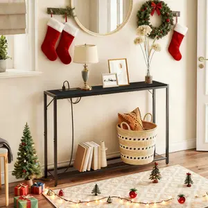 MAHANCRIS Sofa Table with Power Outlet, 43.7" Console Table with USB Ports, Behind Couch Table, Entryway Table for Living Room, Entryway, Foyer, Metal Frame, Adjustable Feet #SpringSale #BigSpringSale