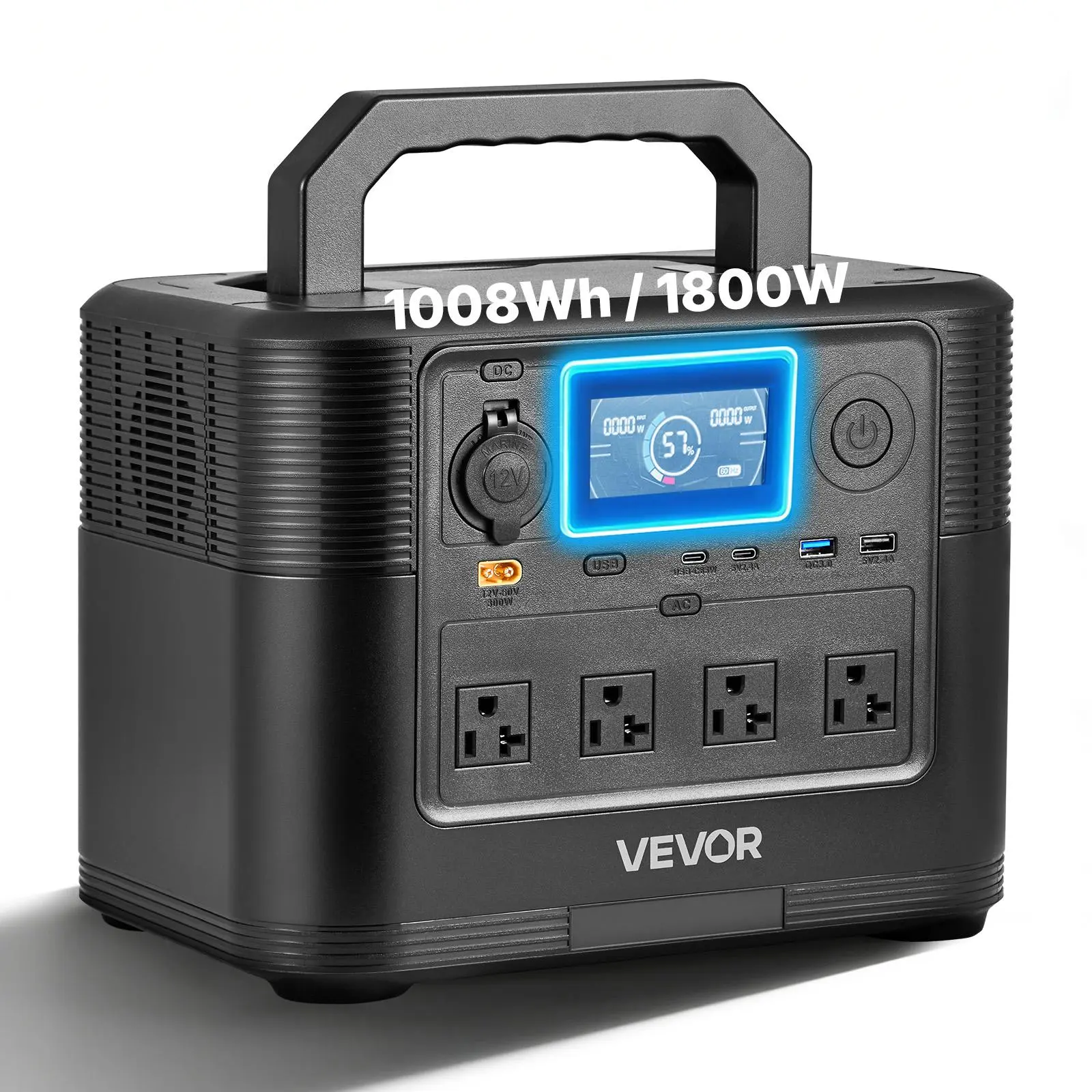 【summerfinds】VEVOR Portable Power Station, 1800W Solar Generator Power Station, 1008Wh LiFePO4 Battery Backup with 9 Output Ports for for Home Emergency, Outdoor Camping, RV Travel (Solar Panel NOT Included)