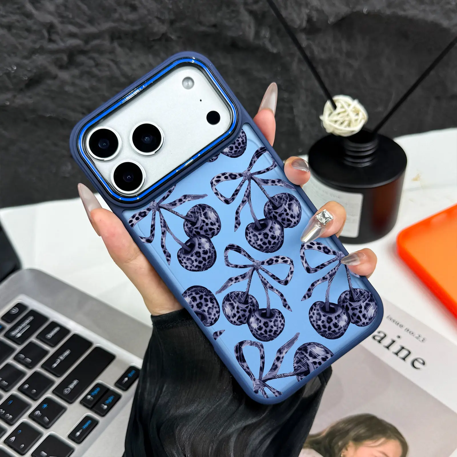 Cherry Pattern Silicone Cellphone Casing for iPhone 17Pro Max, Air, 16Plus, E, 15, 14, 13, 12, 11 - Shockproof, Drop-Protective, Durable Handheld Devices Accessory, Gifts for Girls, Smartphone Screen Protector