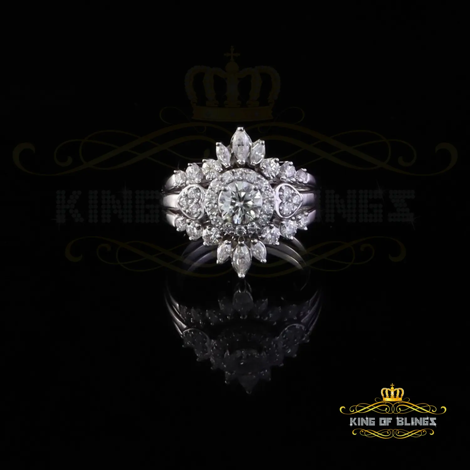 King Of Blings 2CT VVS D Moissanite Solitaire Enhancer Guard Wrap Ring Insert 925 White Silver
