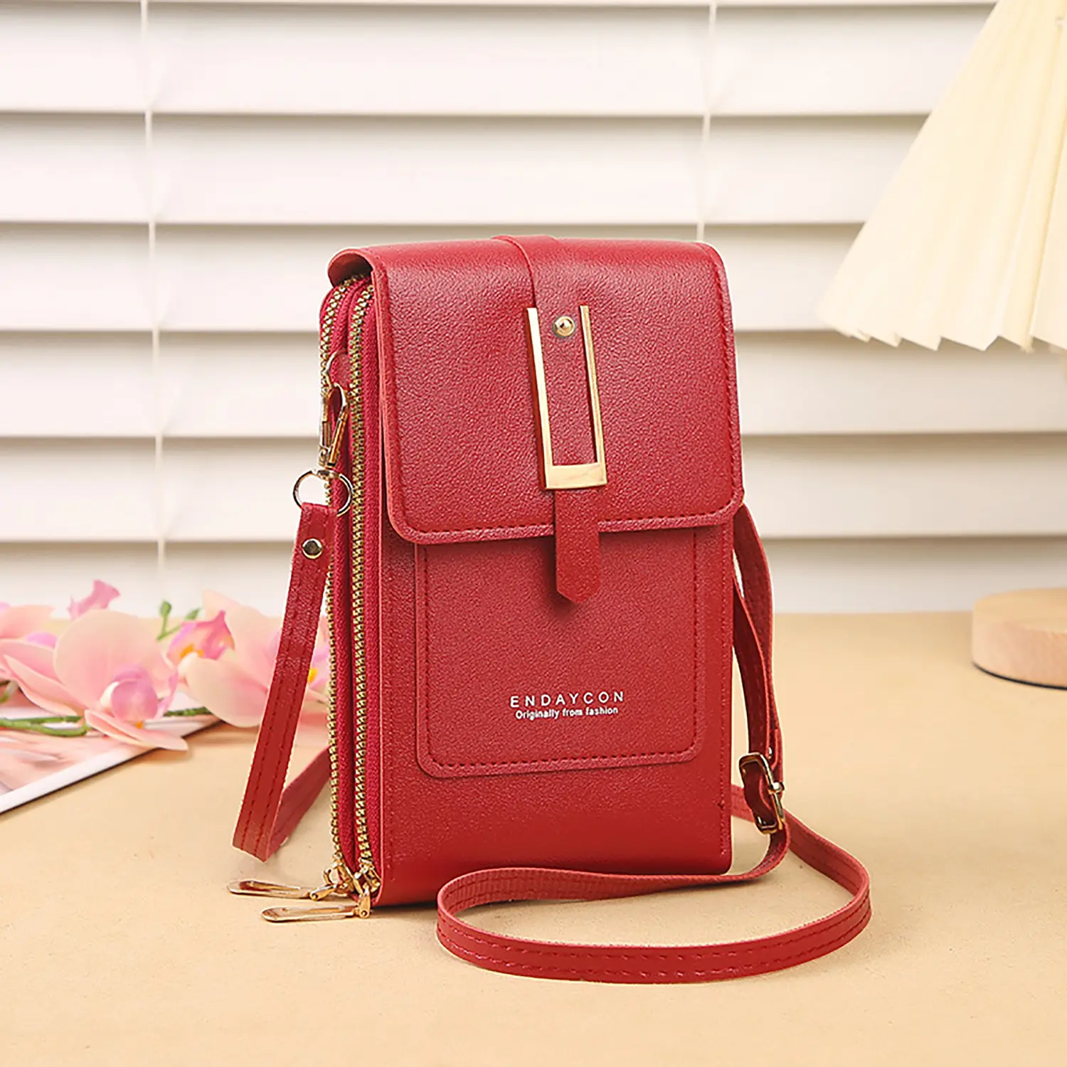 Solid color vertical square storage bag, casual zipper cellphone bag, crossbody single-shoulder bag, Fashionable Daily Crossbody, Crossbody Bags