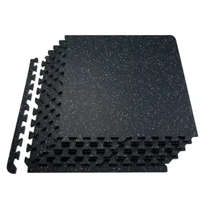 【Summervibes】VEVOR 12 PCS 0.56" Thick Gym Floor Mats, 24" x 24" EVA Foam & Rubber Top Interlocking Workout Floor Mats with 48 sq.ft Coverage, Waterproof Exercise Puzzle Flooring for Gym, Home, Garage, Basement, Black & White