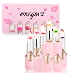 6-Pack Transparent Moisturizing Jelly Flower Color-Changing Lipsticks, Hydrating Crystal Clear Lip Balm Lipgloss for All-Day Comfort