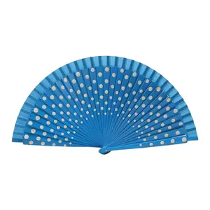 Fashionable Hand Fan Spanish Vintage Dots Pattern Wood Handheld Folding Fan Fashionable Hand Fan Spanish Vintage Dots Pattern Wood Handheld Folding Fan