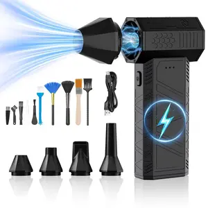 USB Rechargeable Car Fan, 1 Count Multifunctional Electric Air Blower Car Leaf Blower with 4 Multifunctional Nozzles, Suitable for Car Dust Blowing, Car Cleaning Blower