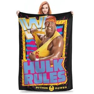 Hulk Hogan American Pro Wrestling Legend  Plush Blanket Soft Funny Throw Summer Blanket Cozy Lightweight Plush Portable Cover Blanket For Sofa,Warm Gift For Birthday,Christmas,Multiple Blanket