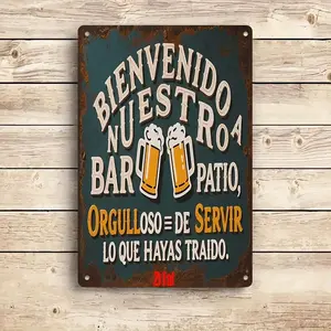 Vintage Spanish Beer Theme Aluminum Plaque, Creative Bar Decor, Home Restaurant Wall Art, Rustic Style Party Decoration, Tin Signs Home Decor, Vintage Metal Sign