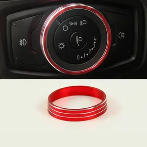 Aluminum Alloy Headlight Switch Knob Decorative Ring for Ford Explorer Focus Mondeo Edge Mustang, Car Interior Accessories