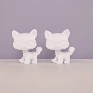 2-PC Mini Standing & Walking Animal Figurine Set - White Base Blank Molds for Cat, Kitten, Cow, Lamb, Rabbit, Bunny; Collectibles for Kids’ Custom Pet Art Sets, Xmas & Birthday Gifts