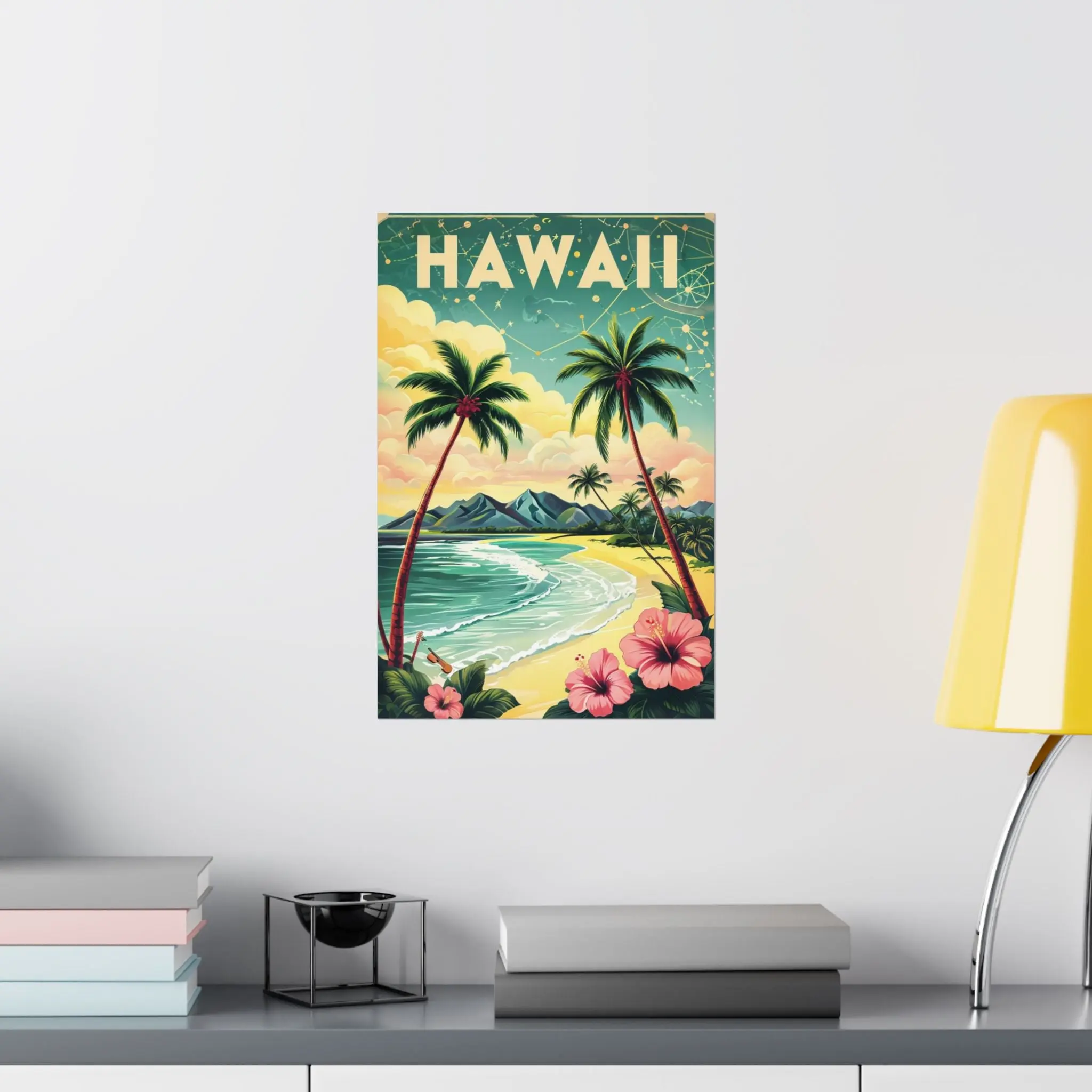 Tropical Wall Art Poster, Hawaii Beach Decor, Vibrant Nature Print, Retro Travel Art, Summer Vibes Home Decor