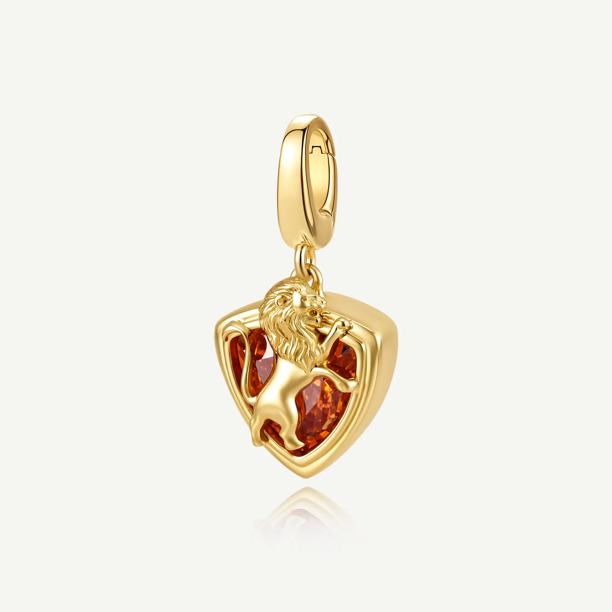Harry Potter Gryffindor Charm Pendant, Silver 3D Relief Lion Symbol with Cubic Zirconia Accents, Collectible Character Jewelry for Women, Daily, Female