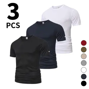 Men’s 3-Pack Crew Neck T-Shirts, Slim Fit, Quick-Dry Athletic Tees for Gym Workouts, Stretch Muscle Fit T-Shirts, 3PCS for Men fathersdaygift