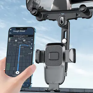 Car Rearview Mirror Phone Holder, Rotatable & Adjustable Car Phone Holder, Car Cellphone Mount, Vehicle Mount, Universal Car Interior Accessories for Smartphones