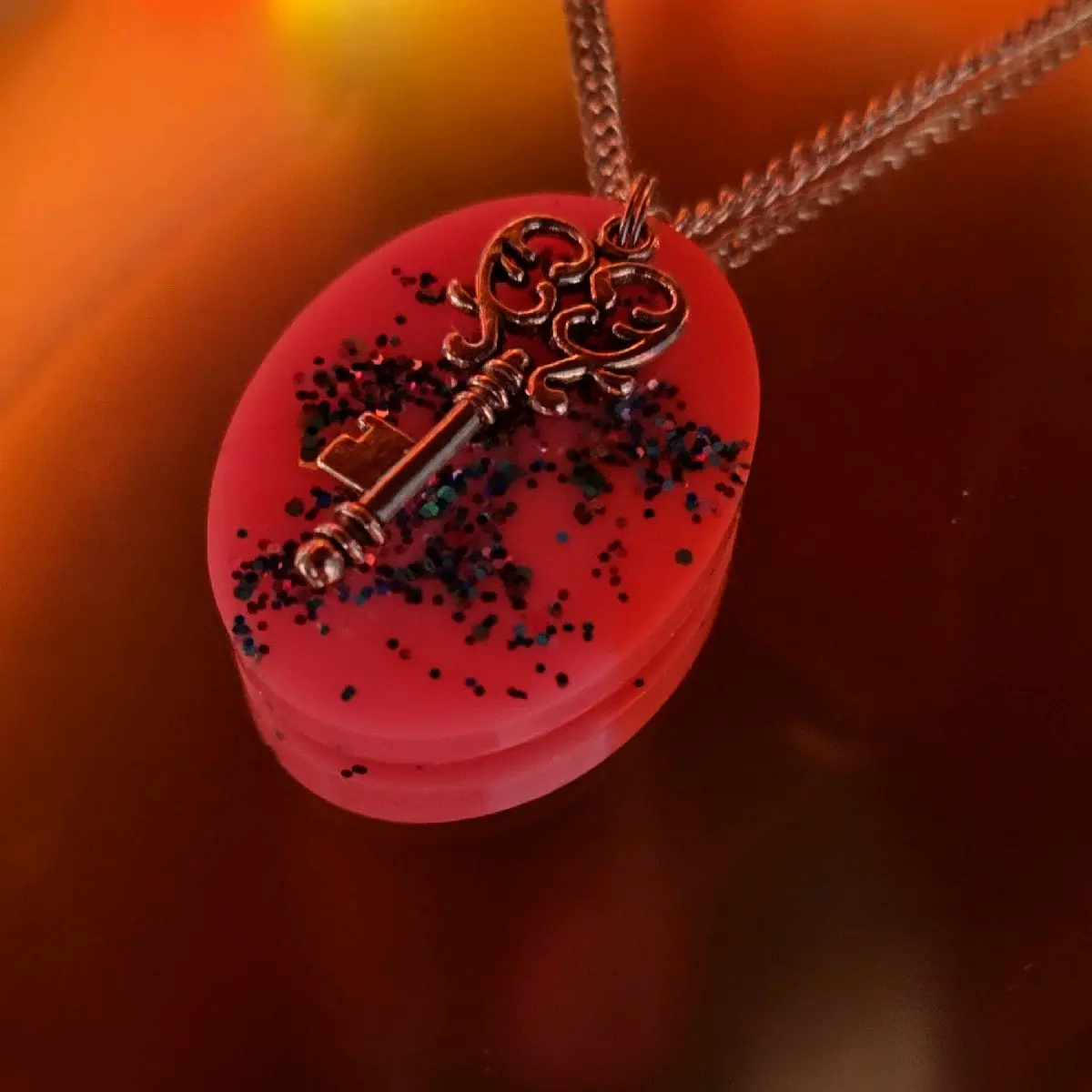 Pink Key Charm Necklace