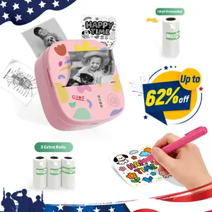 [Memorial Day Sale] XenGro Mini Sticker Bluetooth Printer included 3 Roll label Thermal Pocket Printer,Inkless Portable Printer B&W Printing Only for Study Notes, Photos, Memos, Lists, Journals Printing Machine Sticky Label, Birthday Gifts for Girls Boys