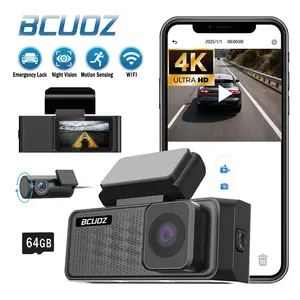 4K Dual Dash Camera for Cars with 64GB SD Card,  WiFi & App Control, Night Vision, Parking Mode, G-Sensor, Loop Recording.