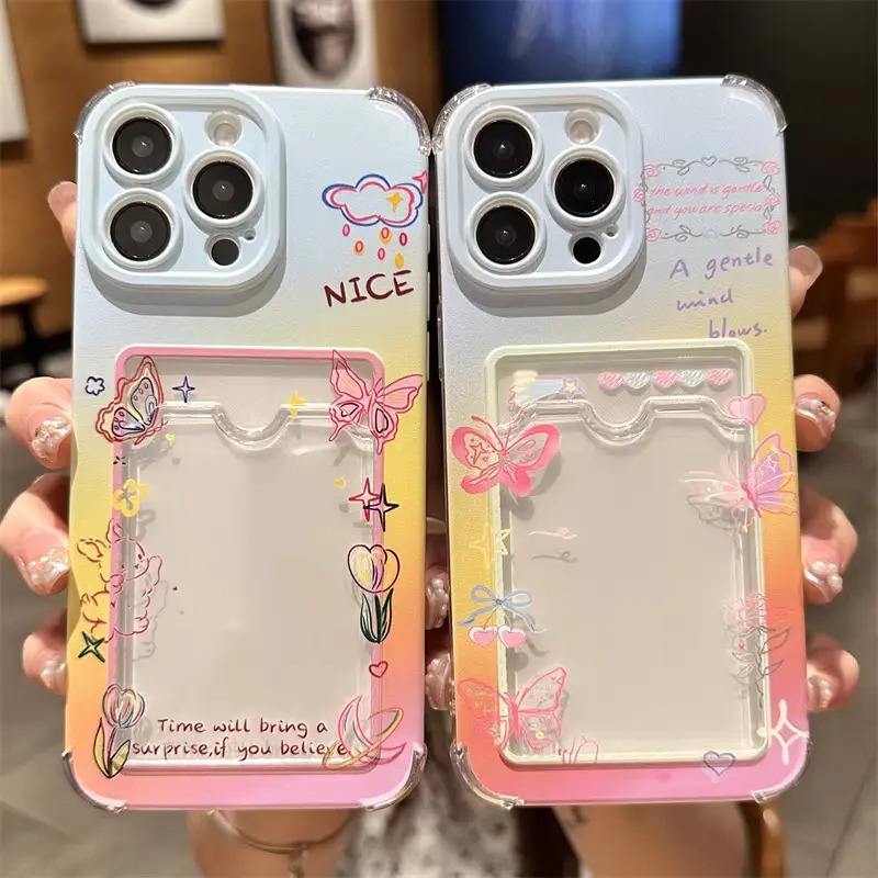 TPU Smartphone Card Holder Casing for iPhone 11 Pro - Exquisite Design, Back Card & Photo Storage, Shockproof Drop-Resistant Protection, iPhone-Compatible Mobile Phone Accessory, Iphone 11Pro