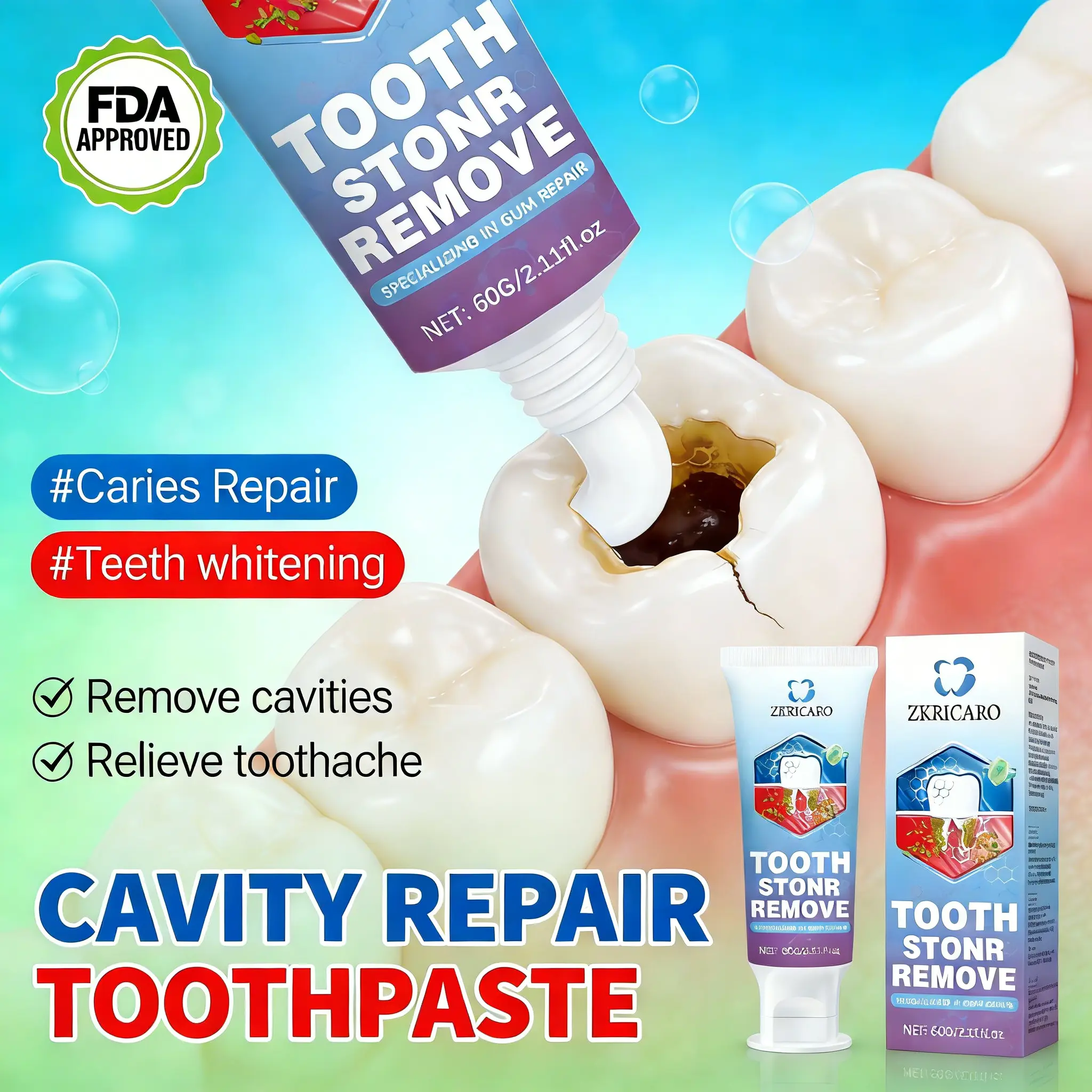 ZKRICARO Cavity Repair Toothpaste - FDA Certified, Enamel Strengthening ...