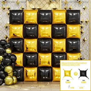 New 25pc Dual-Sided Aluminum Block Wall Decor Set, Birthday Graduation Party Backdrop, Trendy Instagram Style Decoration