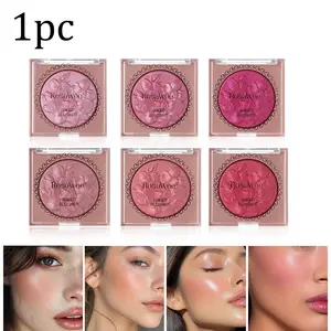 1pc Highlighter Blush Duo, Smooth Mixable Face Makeup, All-Day Wear, Glossy Glow Baked Blush Palette, Natural Pinkish Skin Tone, Beauty Cosmetics, Cosmetics Products