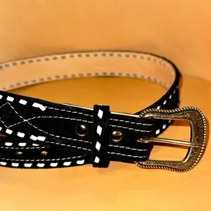 Buckstitched suede gunslinger belt!!