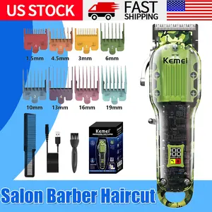 Kemei Hair Clippers Professional Cordless for Men, Barber Clippers for Hair Cutting Kit, Wireless LCD Display Hair Trimmers Set, Rechargeable Haircut Machine for Family
