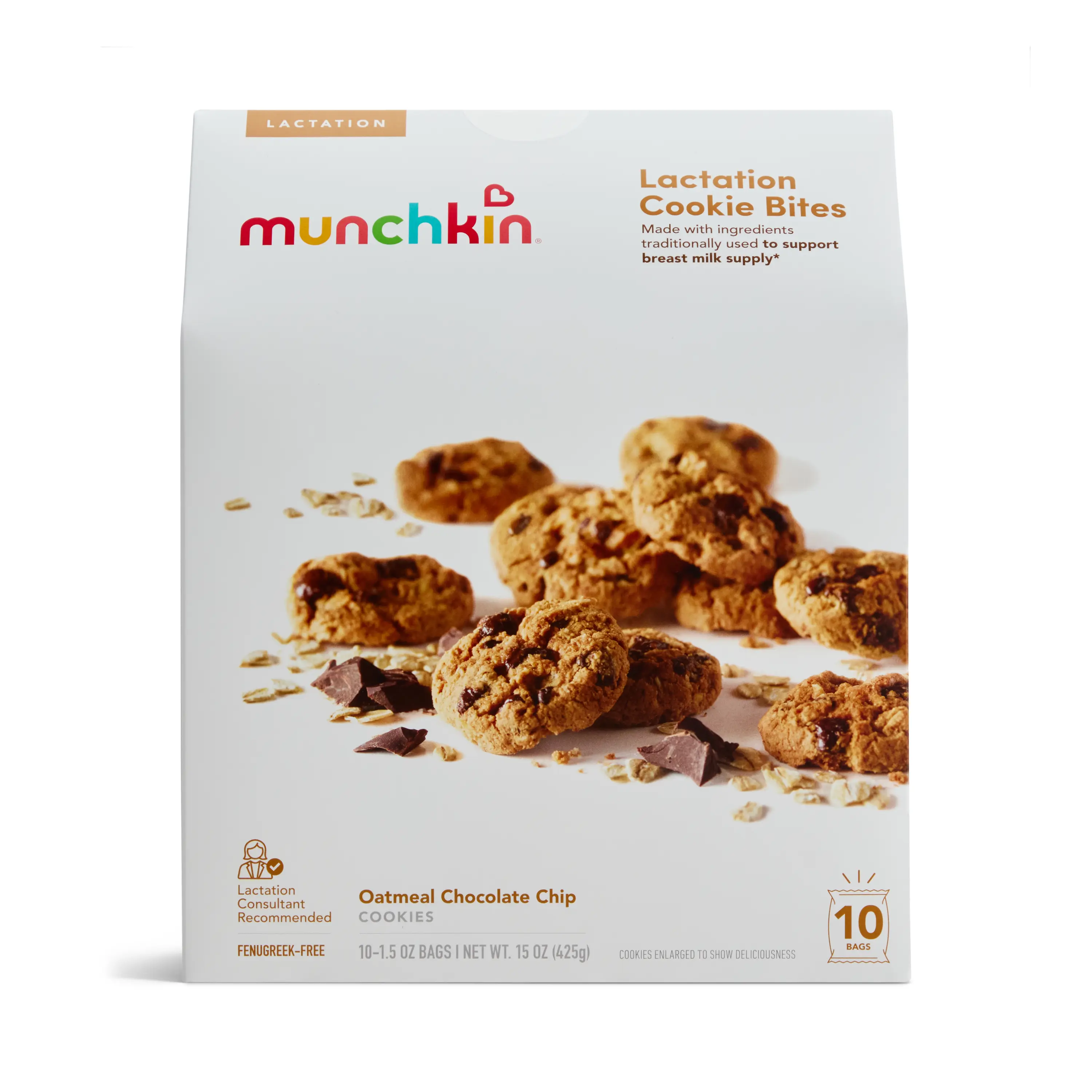 Munchkin Lactation Cookie Bites, Oatmeal Chocolate Chip, 10ct