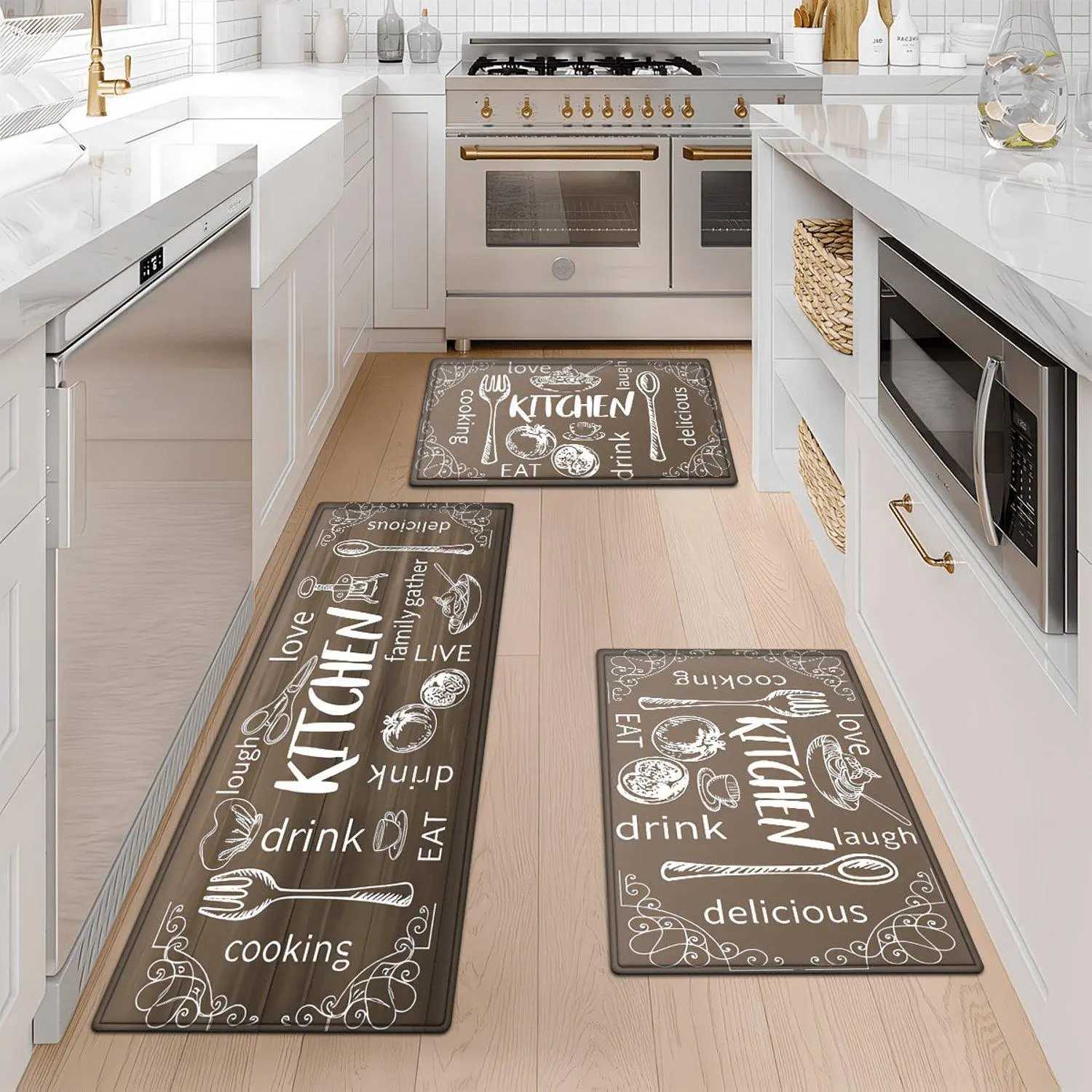 1pcs Kitchen Utensils Flannel Soft Kitchen Floor Mat, Kitchen Rug Set, Washable Home Kitchen Door Mat, Bathroom Door Mat, Bathroom Floor Mat, Bathroom Absorbent Floor Mat