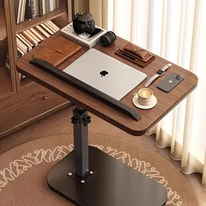 Walnut Color Height Adjustable Sofa Side Table, Tilting Design, Multifunctional Living Room End Table, Ideal for Office and Study Use