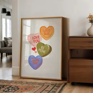 [UNFRAMED POSTER] Valentine's Candy Heart Poster, Trendy Bar Decor