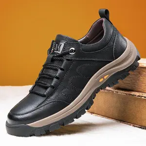 Cool outdoors! Rubber sole + Synthetic Leather upper comfortable casual shoes coming Sneaker Runner Black Boy Closed Footwear Running black shoes