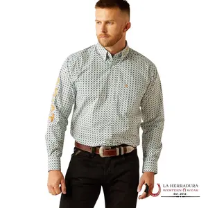 ARIAT MENS TEAM FRANKLIN BLUE/BROWN LONGSLEEVE SHIRT - 10058962