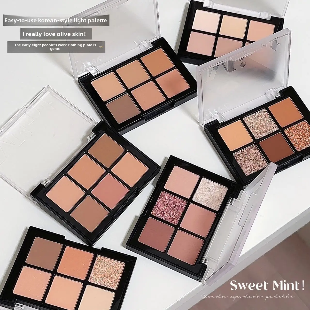 SWEETMINT Six-Color Eyeshadow Palette Daily Korean Style Versatile Makeup Low Saturation Multi-Functional Comprehensive Eyeshadow Palette 701#Rose Pink Brown Cosmetic Olive eyeshadow palette