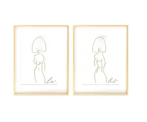 Original Abstract Watercolor Paintings Digital Print, Fine Art Print, Digital Download, Abstract Artwork, Gold Figure Line Drawing, 8x10