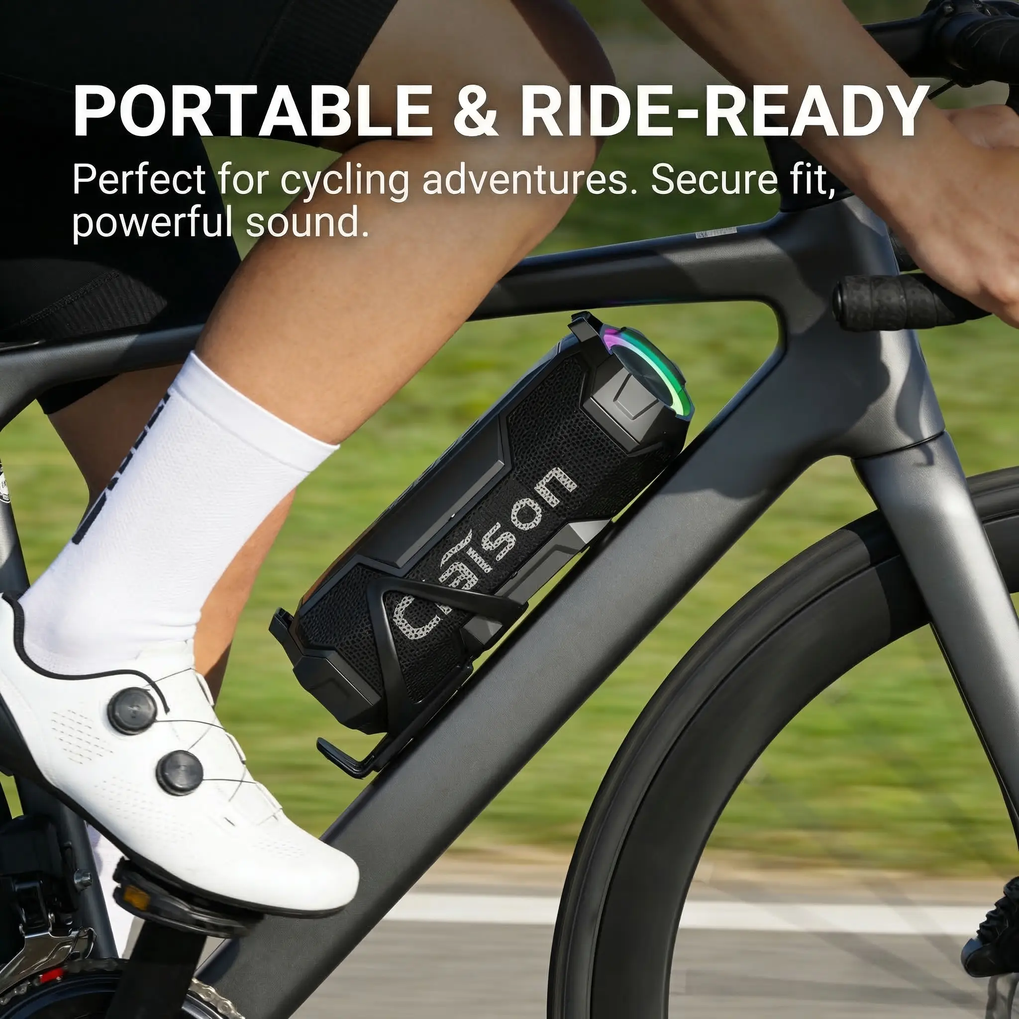 Outdoor multi-functional speaker, shock-proof and water-resistant, long battery life, LED lights, Bluetooth connection, Suitable for outdoor use and as a gift