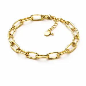 D´Sire Aster Paperclip Bracelet – Stainless Steel + 18K Gold PVD (Women) | 18 + 3 cm Adjustable