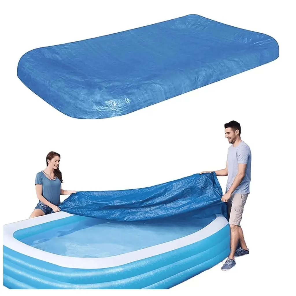 Rectangular Pool Cover for 120x72 Inch Inflatable Pools, Portable Inflatable Swimming Pool Cover, Easy to Use and Store, Rectangle Pool Cover