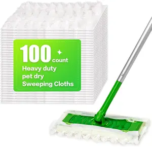 100pcs Disposable Dry Sweeping Cloths Compatible with Sweeper Mop - Microfiber Duster Mop Pads Refills for Cleaning Hardwood Floor Dust and Pet Hair, Floor Cleaning Essentials | Absorbent Cleaning Cloth