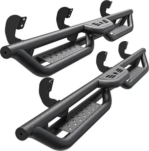 2005-2025 Nissan Frontier Crew Cab 4 Full Doors Running Boards Compatible with 2005-2025 Nissan Frontier Crew Cab 4 Full Doors, 6" 2-Stairs Side Step Rails Coated Black Carbon Steel Nerf Bars，Cars accessories