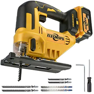 Brushless electric jigsaw set with 6 blades and screwdriver, ideal for cutting wood and metal, capable of 0°–45° bevel cuts, perfect for straight, curved, and angled cuts—great gift choice (battery not included)