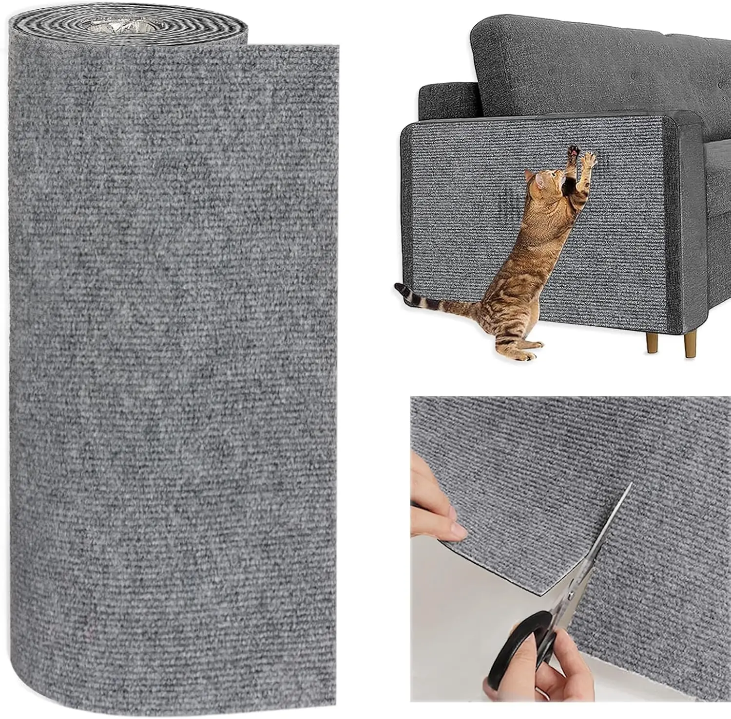 Cat Scratching Patches Cuttable Wall Mounted Scratcher Mats for Indoor Furniture Pet Supplies Wear-resistant Scratch Resistant Protector - 4Pcs