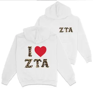 Leopard Heart Sorority Hoodie - Chi Omega Hoodie - Zeta Tau Alpha - Gamma Phi Hoodie - Sorority Leopard Sweatshirt - Tri Delta Star Sweatshirt Cotton Fabric