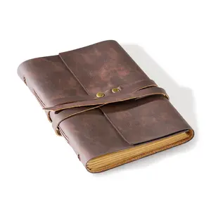Leather Journal 5"x 7" Genuine Leather Notebook Journal for Men Women - 200 Line Pages Vintage Leather Bound Journal for Diary Travelling (Dark Brown)