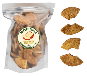 Freeze Dried Cinnamon Apples - 1.5oz Large Bag - Real Fruit Snack with Cinnamon Coated Slices - Fast Shipping US Made