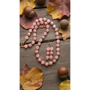 Pink Beaded Jewelry Set        (4759)